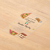 Italiaans eten Pizza & Pasta verjaardagsfeestje Th Acryl Uitnodigingen (Laagn)