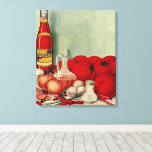 Italiaans eten tomaat uit de oude doos uien pepers canvas afdruk