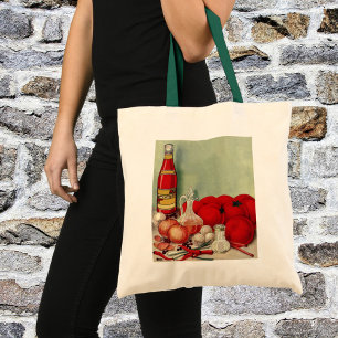 Italiaans eten tomaat uit de oude doos uien pepers tote bag