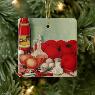 Italiaans eten van vroeger Tomaten Uien Pepers Cat Keramisch Ornament