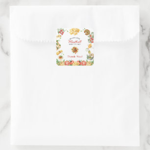 Italiaans eten vleesbal dank je wel  Baby Shower  Vierkante Sticker