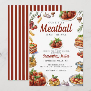 Italiaans eten   Watercolor Baby Shower Kaart