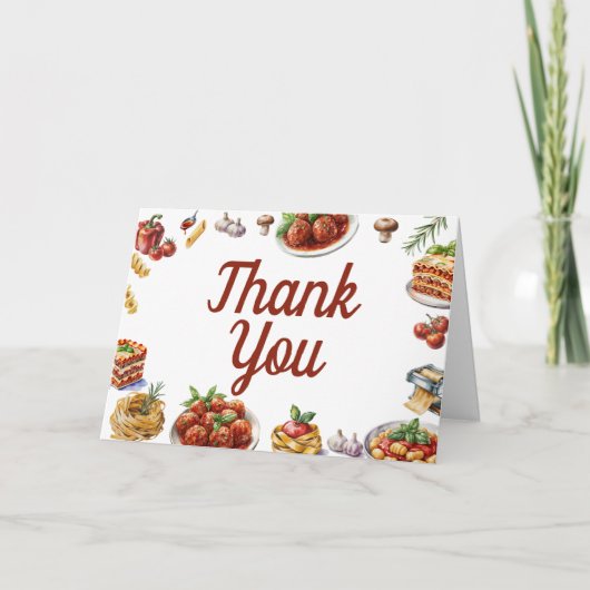 Italiaans eten | Waterverf 1e verjaardag Bedankkaart (Voorkant)