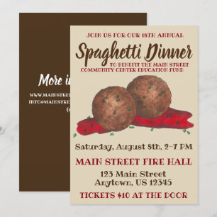 Italiaans evenement "Meatball Spaghetti Dinner Cha Kaart