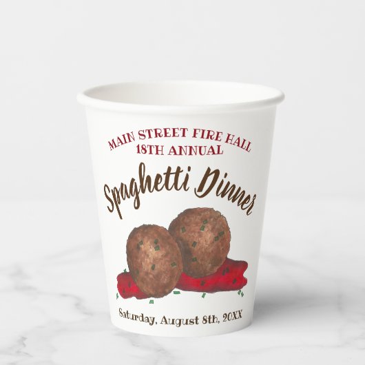 Italiaans evenement "Meatball Spaghetti Dinner Cha Papieren Bekers (Voorkant)