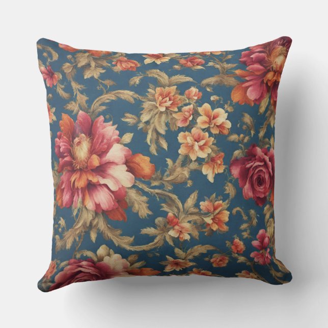 Italiaans Exquise  Grande Flowers Buitenkussen (Achterkant)