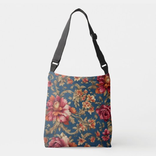 Italiaans Exquise  Grande Flowers Crossbody Tas (Voorkant)