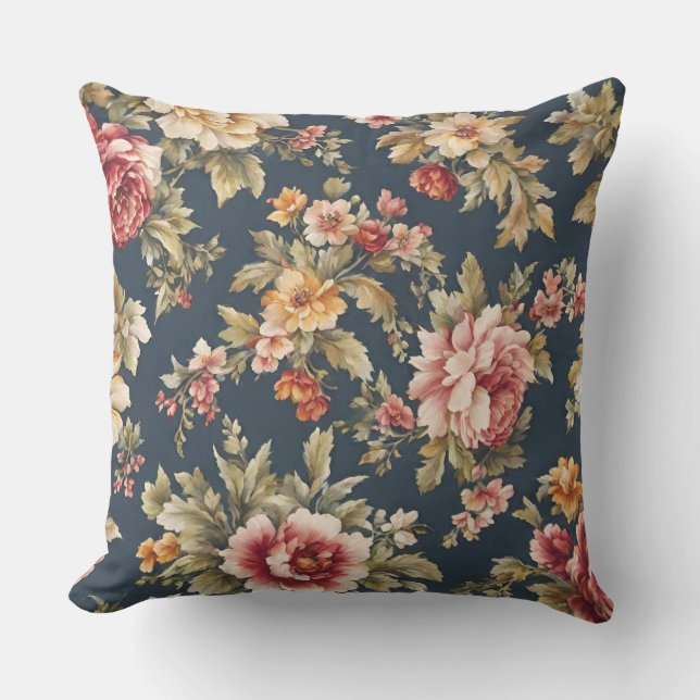 Italiaans Exquise Mooie Bloemenpatroon Buitenkussen (Voorkant)