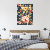 Italiaans Exquise Mooie Bloemenpatroon Canvas Afdruk (Insitu (Slaapkamer))
