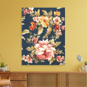 Italiaans Exquise Mooie Bloemenpatroon Canvas Afdruk (Insitu (Woonkamer))
