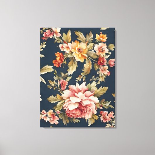 Italiaans Exquise Mooie Bloemenpatroon Canvas Afdruk (Voorkant)