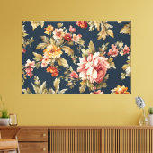 Italiaans Exquise Mooie Bloemenpatroon Canvas Afdruk (Insitu (Woonkamer))