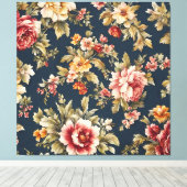 Italiaans Exquise Mooie Bloemenpatroon Canvas Afdruk (Insitu (Houten vloer))