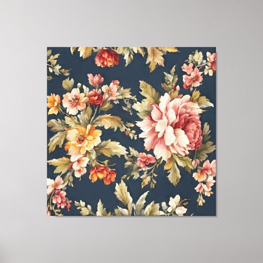 Italiaans Exquise Mooie Bloemenpatroon Canvas Afdruk (Voorkant)