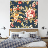 Italiaans Exquise Mooie Bloemenpatroon Canvas Afdruk (Insitu (Slaapkamer))