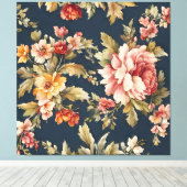 Italiaans Exquise Mooie Bloemenpatroon Canvas Afdruk (Insitu (Houten vloer))