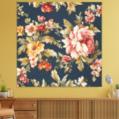 Italiaans Exquise Mooie Bloemenpatroon Canvas Afdruk (Insitu (Woonkamer))