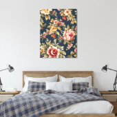 Italiaans Exquise Mooie Bloemenpatroon Canvas Afdruk (Insitu (Slaapkamer))