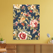 Italiaans Exquise Mooie Bloemenpatroon Canvas Afdruk (Insitu (Woonkamer))