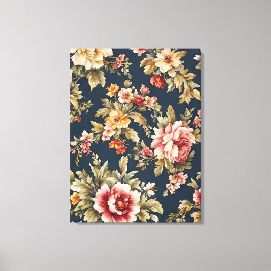Italiaans Exquise Mooie Bloemenpatroon Canvas Afdruk (Voorkant)