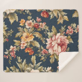 Italiaans Exquise Mooie Bloemenpatroon Sherpa Deken (Voorkant (horizontaal))