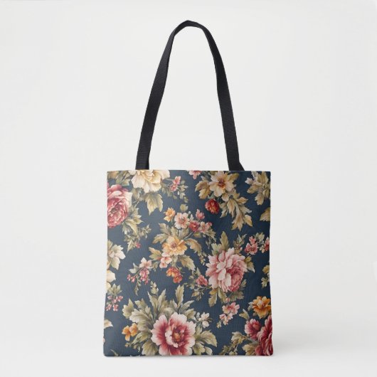 Italiaans Exquise Mooie Bloemenpatroon Tote Bag (Voorkant)