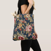 Italiaans Exquise Mooie Bloemenpatroon Tote Bag (Dichtbij)