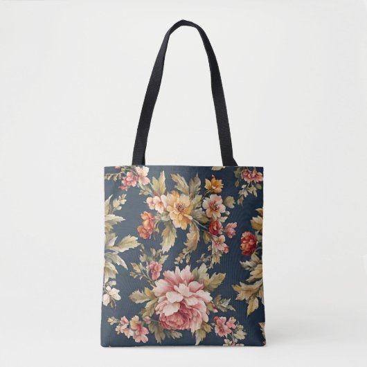 Italiaans Exquise Mooie Bloemenpatroon Tote Bag (Voorkant)