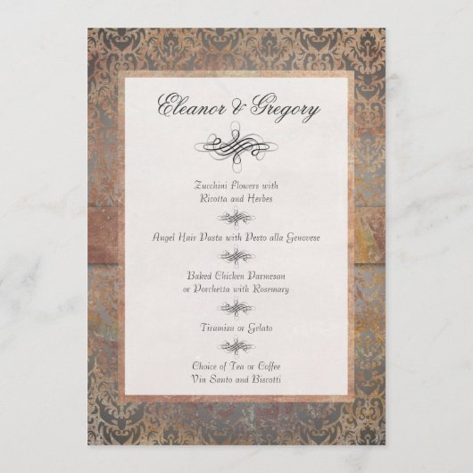 Italiaans Feest Toscaanse Elegantie Menu Kaarten (Achterkant)