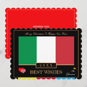 Italiaans Flag & Gelukkig Nieuwjaar/Beste Wens Kaa Feestdagenkaart