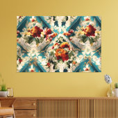 Italiaans floraal damast grillig patroon canvas afdruk (Insitu (Woonkamer))