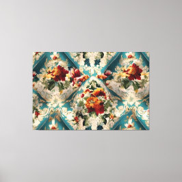 Italiaans floraal damast grillig patroon canvas afdruk