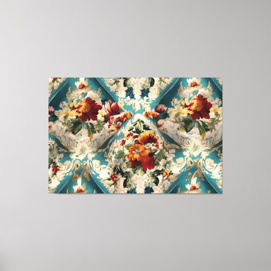 Italiaans floraal damast grillig patroon canvas afdruk (Voorkant)