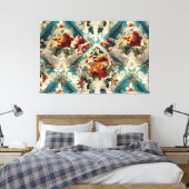 Italiaans floraal damast grillig patroon canvas afdruk (Insitu (Slaapkamer))