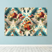 Italiaans floraal damast grillig patroon canvas afdruk (Insitu (Houten vloer))