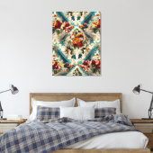 Italiaans floraal damast grillig patroon canvas afdruk (Insitu (Slaapkamer))