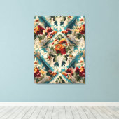 Italiaans floraal damast grillig patroon canvas afdruk (Insitu (Houten vloer))