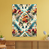 Italiaans floraal damast grillig patroon canvas afdruk (Insitu (Woonkamer))