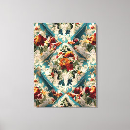 Italiaans floraal damast grillig patroon canvas afdruk