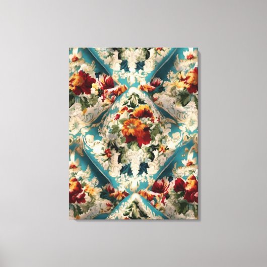 Italiaans floraal damast grillig patroon canvas afdruk (Voorkant)