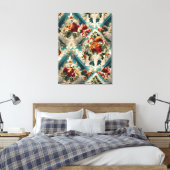 Italiaans floraal damast grillig patroon canvas afdruk (Insitu (Slaapkamer))