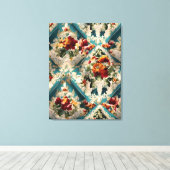 Italiaans floraal damast grillig patroon canvas afdruk (Insitu (Houten vloer))