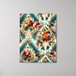 Italiaans floraal damast grillig patroon canvas afdruk