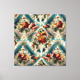 Italiaans floraal damast grillig patroon canvas afdruk