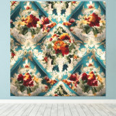 Italiaans floraal damast grillig patroon canvas afdruk (Insitu (Houten vloer))