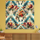 Italiaans floraal damast grillig patroon canvas afdruk (Insitu (Woonkamer))