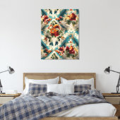 Italiaans floraal damast grillig patroon canvas afdruk (Insitu (Slaapkamer))