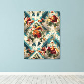 Italiaans floraal damast grillig patroon canvas afdruk (Insitu (Houten vloer))