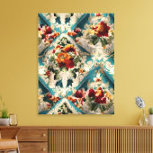 Italiaans floraal damast grillig patroon canvas afdruk (Insitu (Woonkamer))