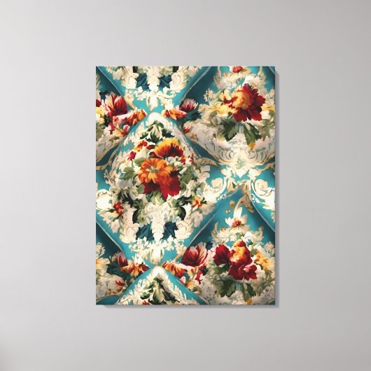 Italiaans floraal damast grillig patroon canvas afdruk (Voorkant)